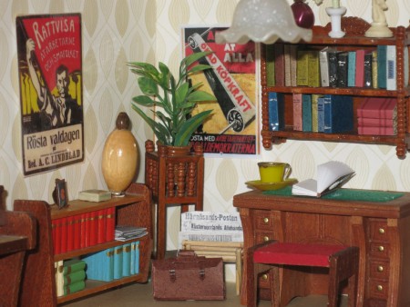 Detalj av arbetsrum i ett av Lundbyskåpen